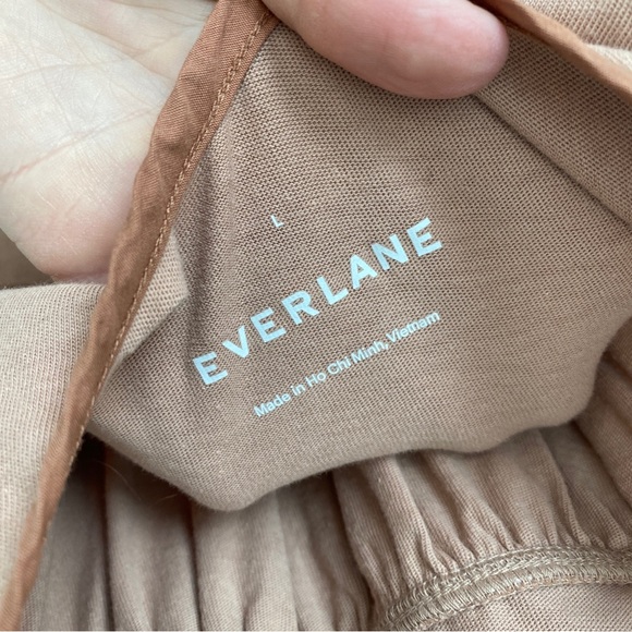 Everlane The Weekend Cotton Tiered Midi Dress Pink Mauve Size Large - Picture 5 of 6